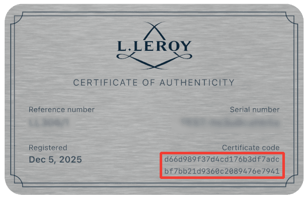 Example of a certificate